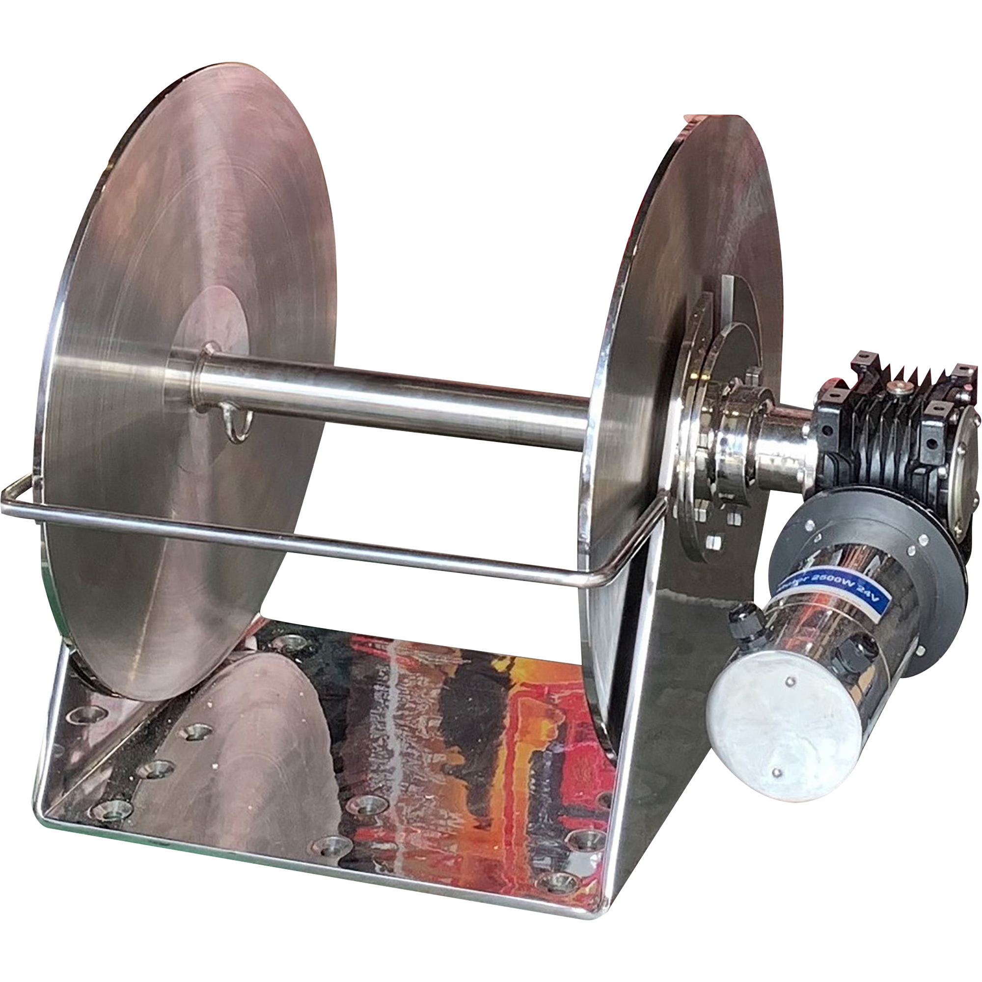 Endurance Marine Stainless Steel 24 Volt DC Powered Drum Winch, 2500 Watt Electric Motor, 4000-Lb. Pulling Capacity, Model# EDM2500W-015SS